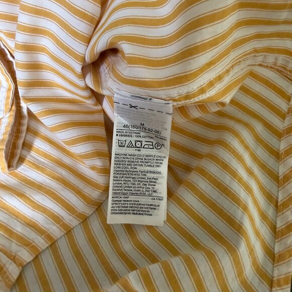 GAP Women's Relaxed Fit Button Up Long Sleeve Yellow Striped Casual Shirt Size M - Picture 6 of 11